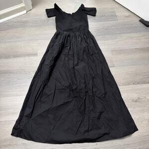 H&M Women's Black Off-The Shoulder Smocked V-Neck Maxi Dress Size XS